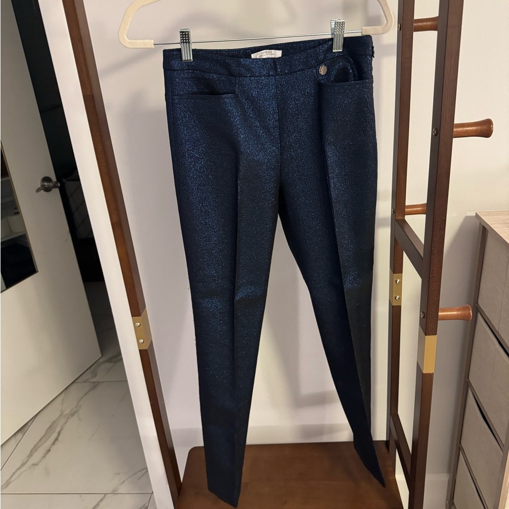 Versace Sparkly Navy Straight Leg Pants